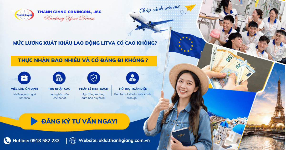 Mức lương Xuất khẩu lao động Litva