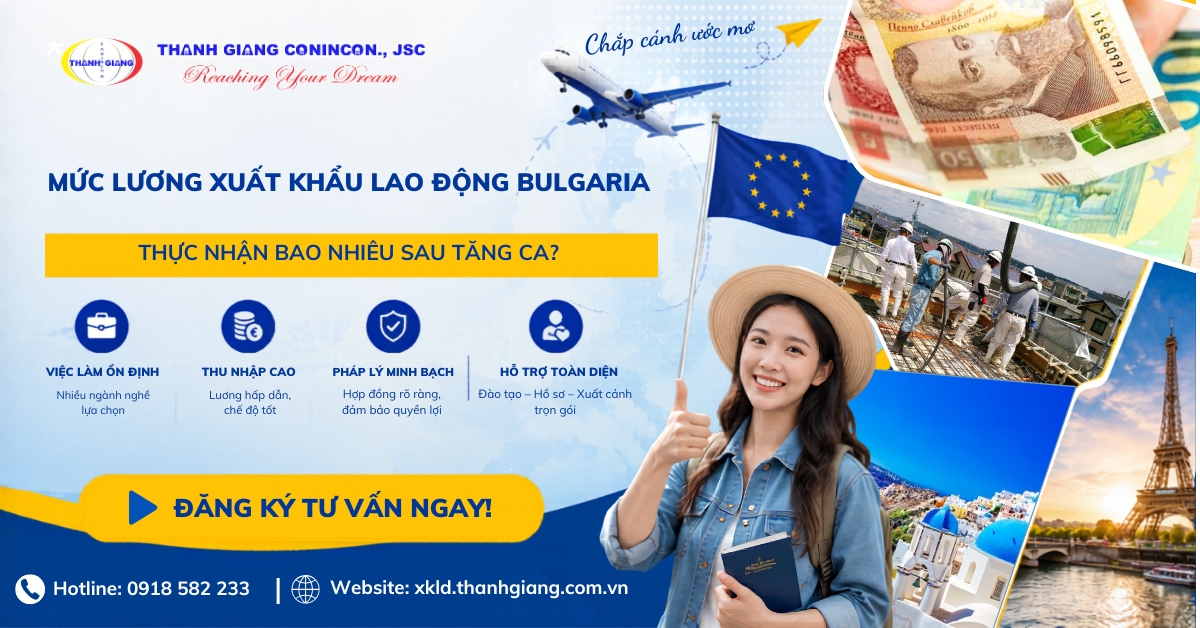 Mức lương Xuất khẩu lao động Bulgaria