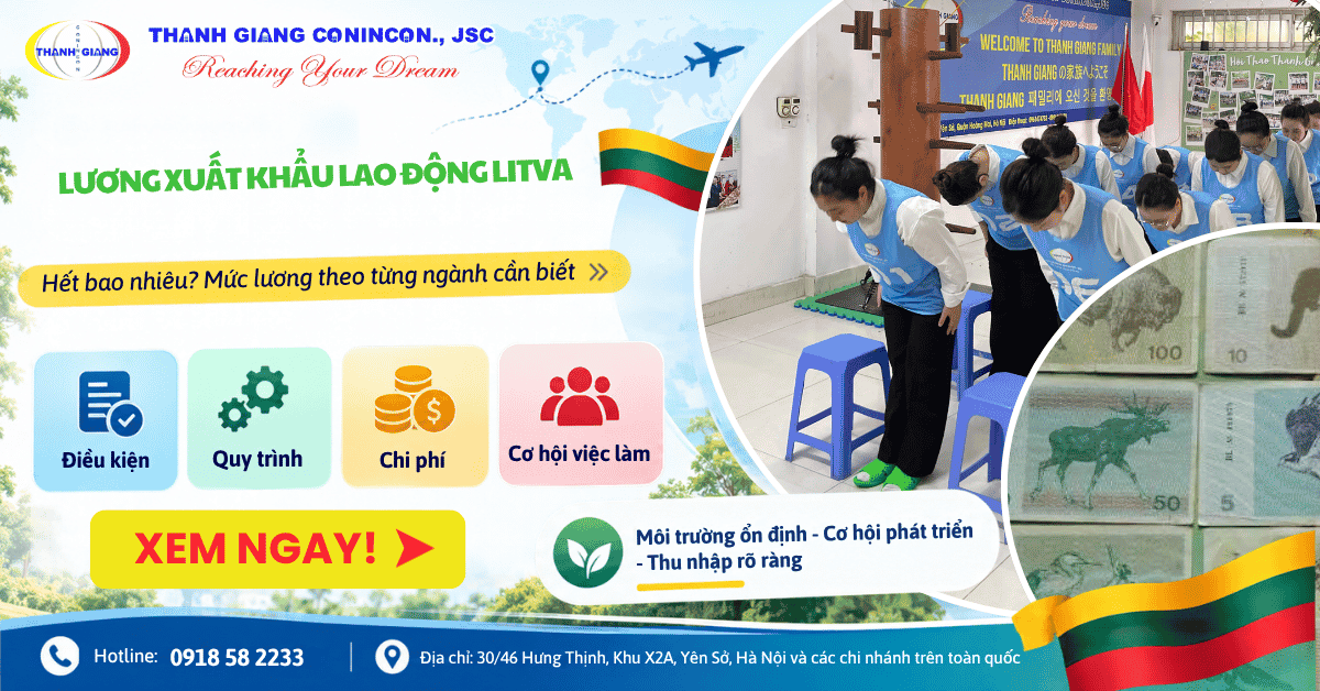 Lương xuất khẩu Lao động Litva bao nhiêu? Mức lương theo từng ngành 1 Lương xuất khẩu lao động Litva